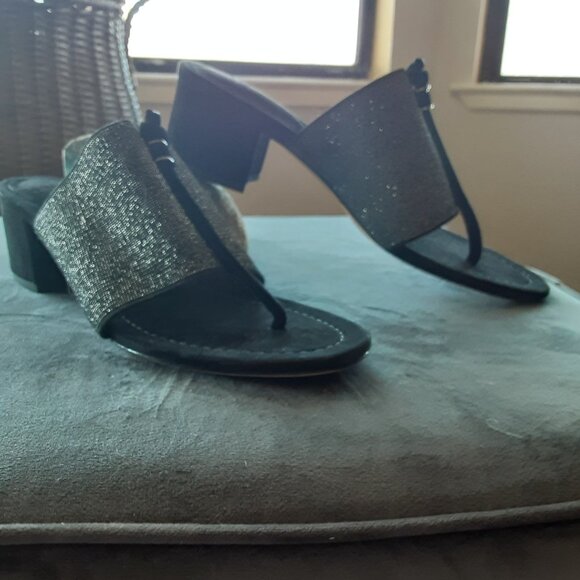 size 39 and a half Alexander Birman sparkly silver and black sandals - Picture 1 of 7